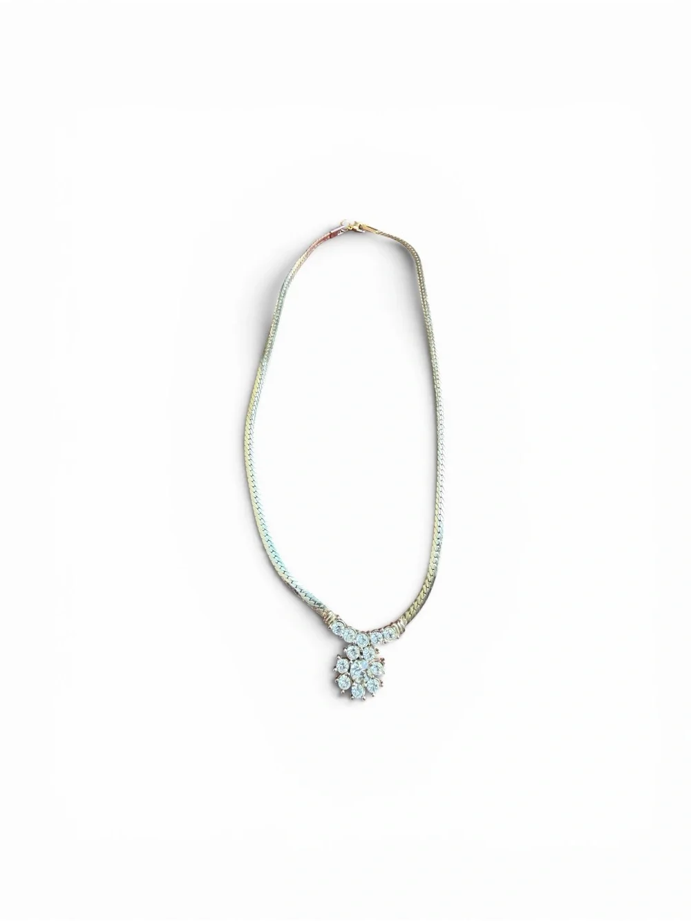 Vintage Gold and White Crystal Necklace & Earrings Set